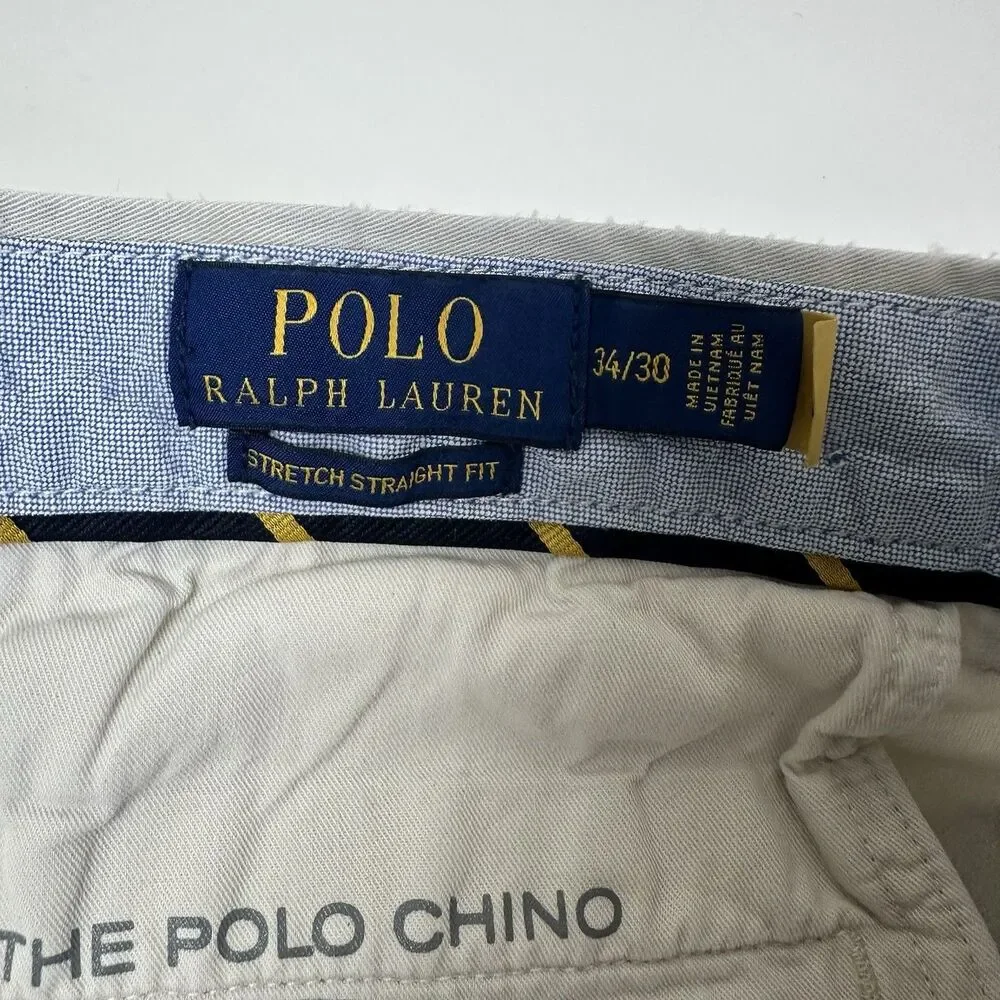Polo Ralph Lauren Chino Pants Mens 34 Stretch Straight Cotton Twill Preppy
